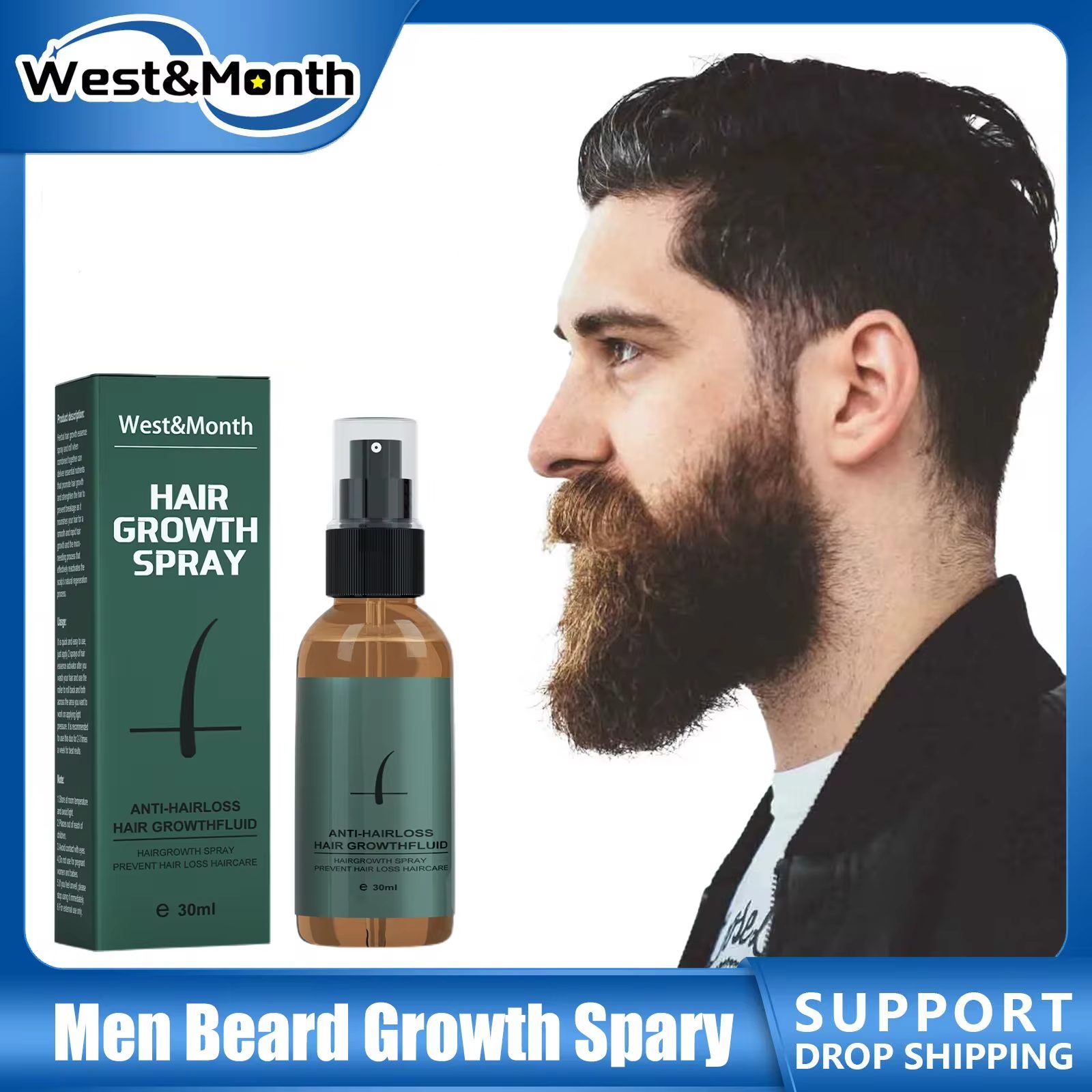 Caffeine Hair Serum - Natural Men Beard Growth Roller Set