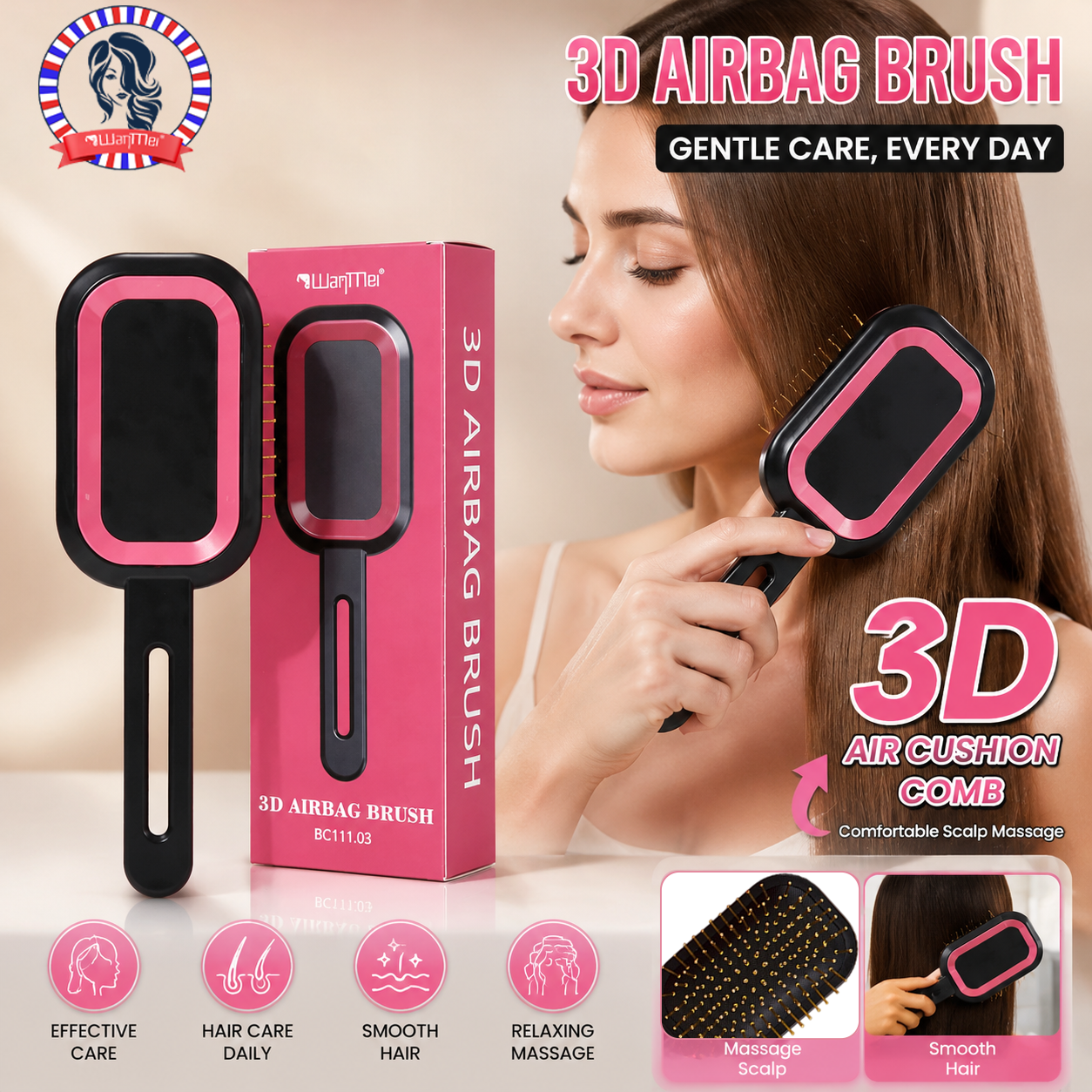 3D Air Cushion Comb Self-clean - Hair Care Is Self Care 리뷰 및 가격