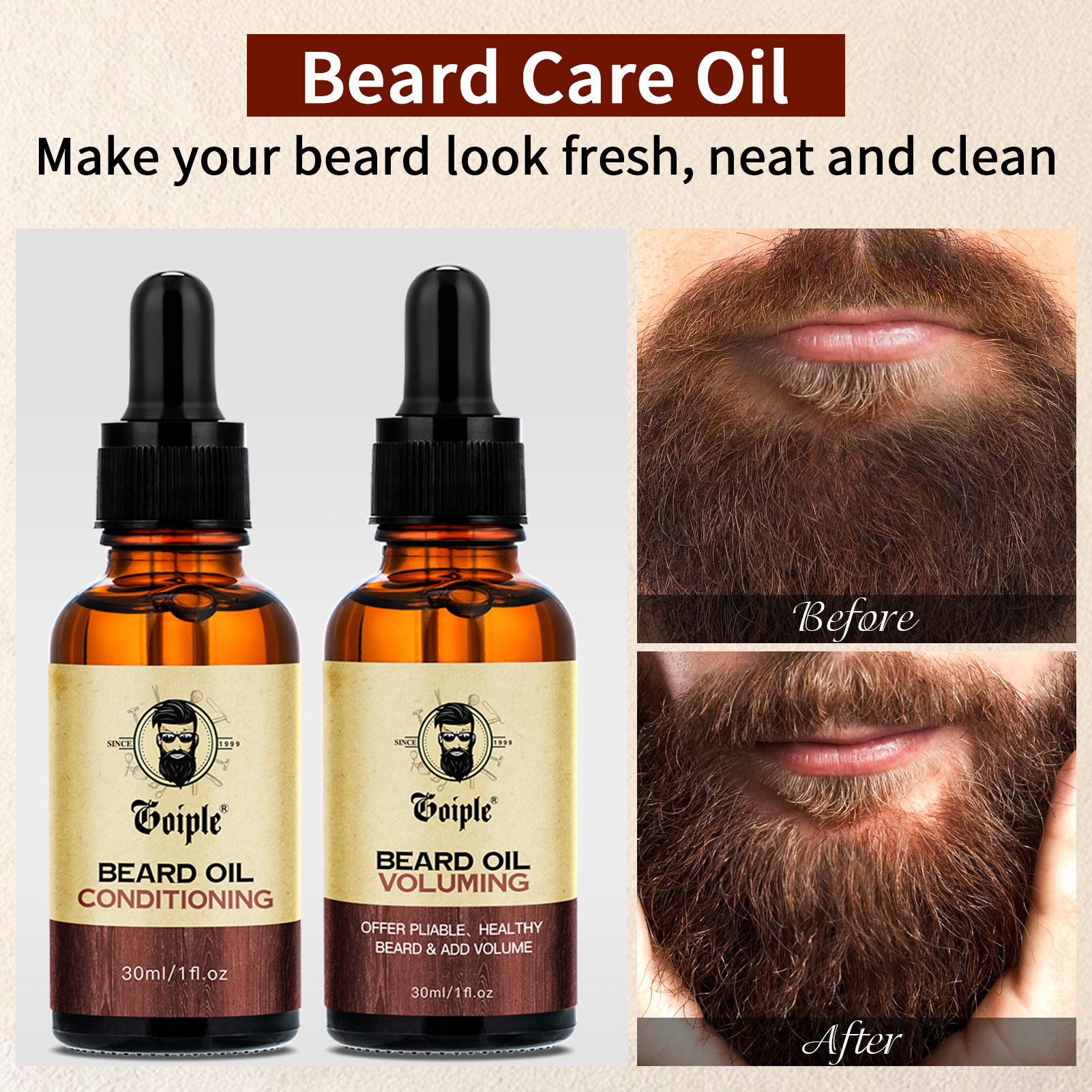 3pcs Men Natural Beard Care Oi - Hair Care Conditioner 리뷰 및 가격